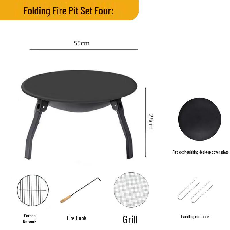 UOSU Foldable Charcoal BBQ Grill & Fire Pit