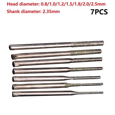 Elektrowerkzeug, 7 Stück, 0,8–2,5 mm Durchmesser, lapidare, diamantbeschichtete Vollbohrnadeln für Edelsteine