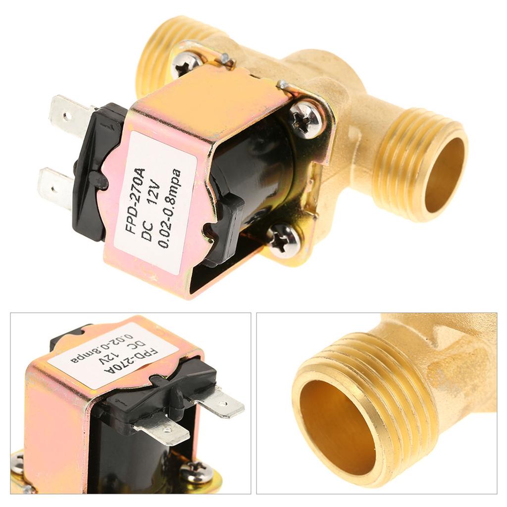 DC12V Normally Closed Solenoid for Valve Water Control Electric Pulse Solenoid for Valve for Solar Water Heater 1/2" Mal
