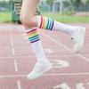Women School JK Girls Cotton Over Calf Long Socks Japanese Style Rainbow Striped Student Uniform Casual Knee High Socks