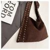 Women's Deerskin Tote with Metal Rivets - Spring/Summer 2025 Casual Shoulder Bag