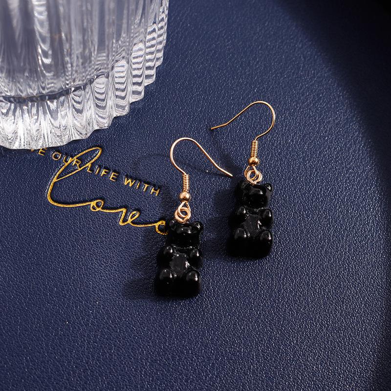 Cute Candy Color Gummy Bear Drop Earrings for Women Girls Handmade Kid's Party Jewelry Gift