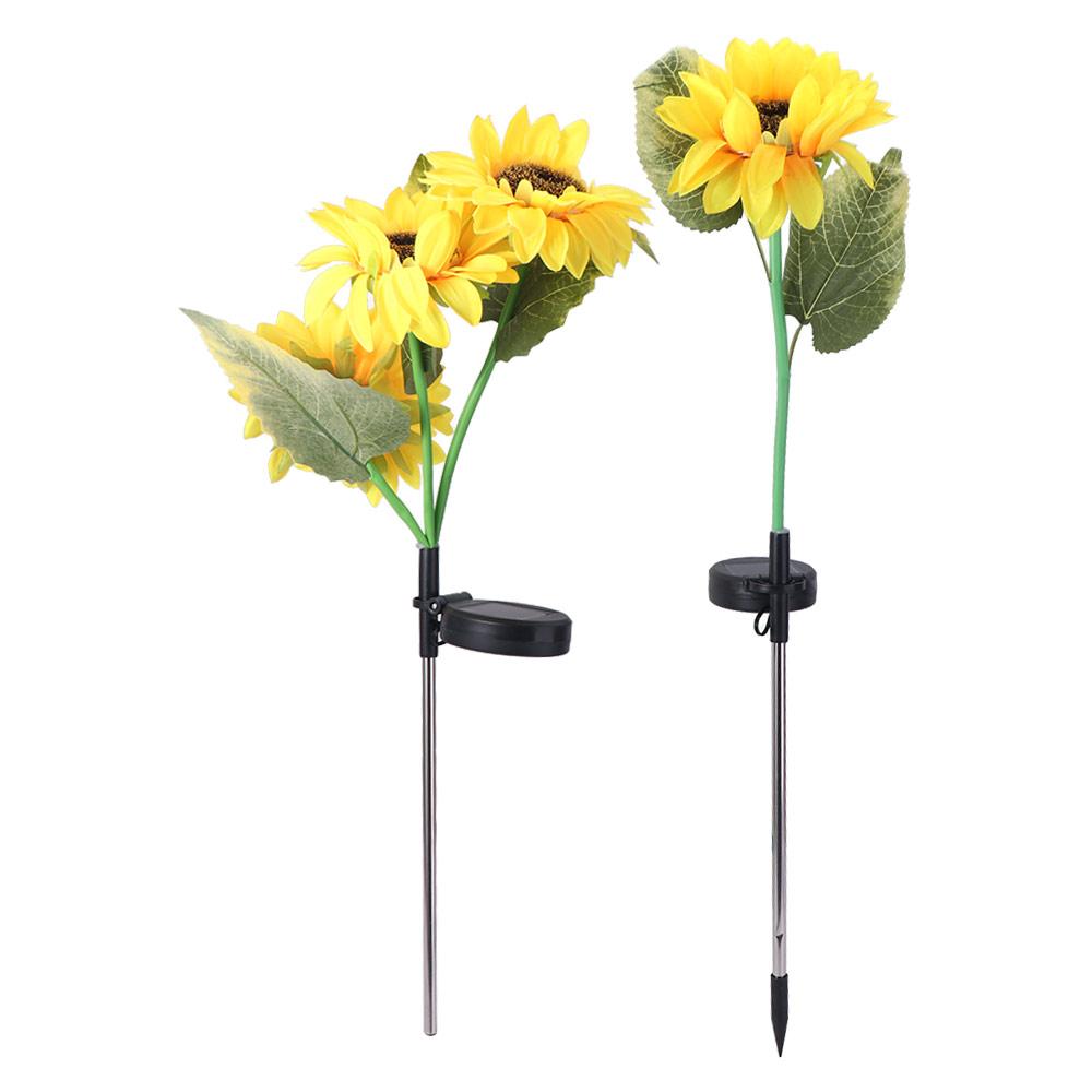 1/3 Head LED Solar Sunflower Lights Artificial Waterproof Night Lights Creative Simulation Flower Light Bedroom Room