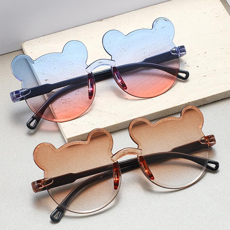 1/12 Pairs Cute Bear Shaped Sunglasses for Children  New Fashion Rimless Multi-color Decor Shades Stylish Design Sun Glasses