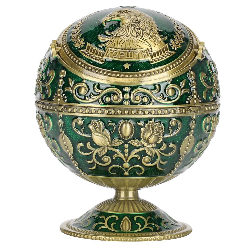 Retro Ashtray WLid Globe Eagle Green Zinc Alloy Smoking Accessories Decorative Ornament