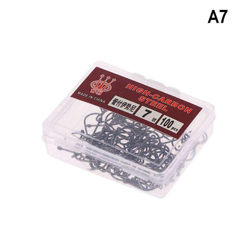 100Pcs/Box High Carbon Steel Fish Hook Durable High Strength Barbed Fishing Hooks With Ring For Carp Fishing Accessories