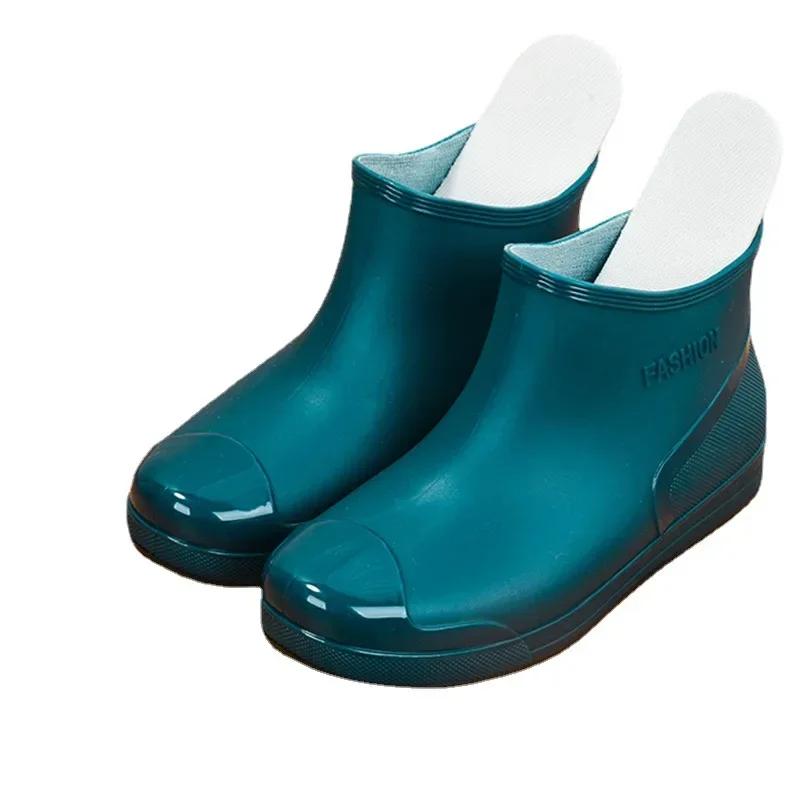 Damen Regenstiefel Kurze Röhre Rutschfeste Verdickte Wasserstiefel Warme Überschuhe Bequeme Verschleißfeste Stiefel 2024