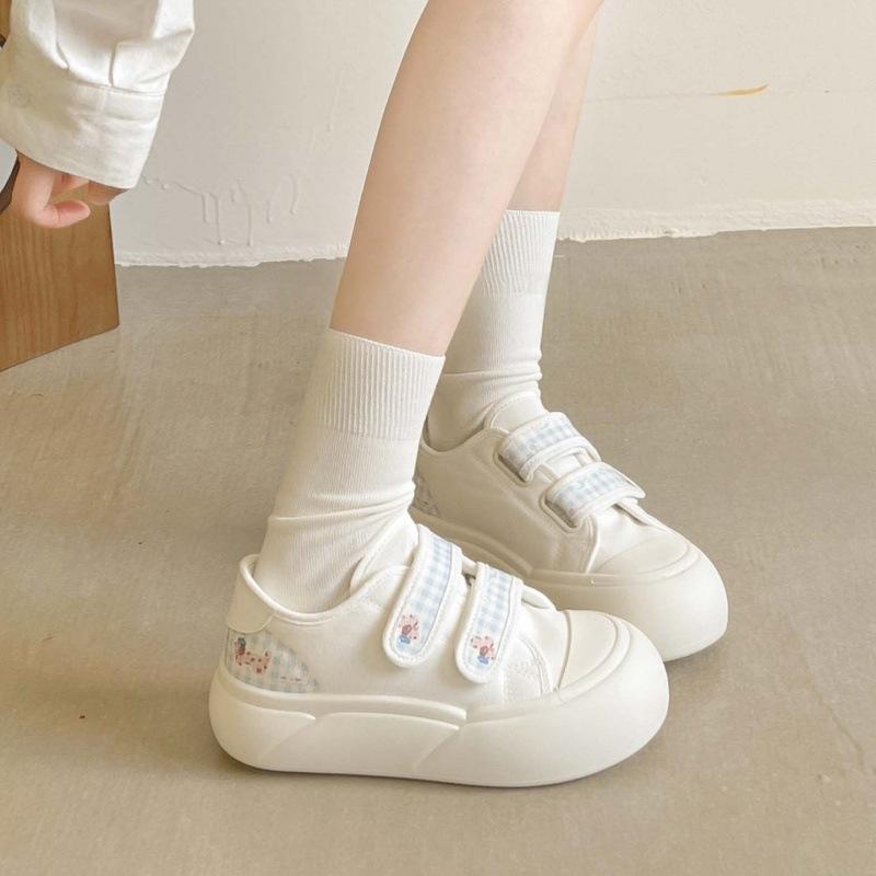 Cute thick-soled thin board shoes Velcro 22 new casual shoes student