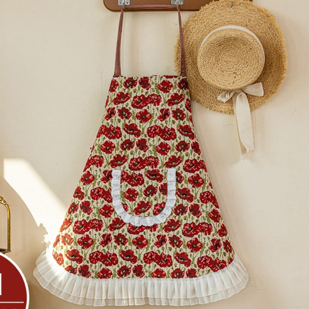 Anti Staining Kitchen Apron Stylish Hanging Neck Apron Practical Work Clothes  BBQ