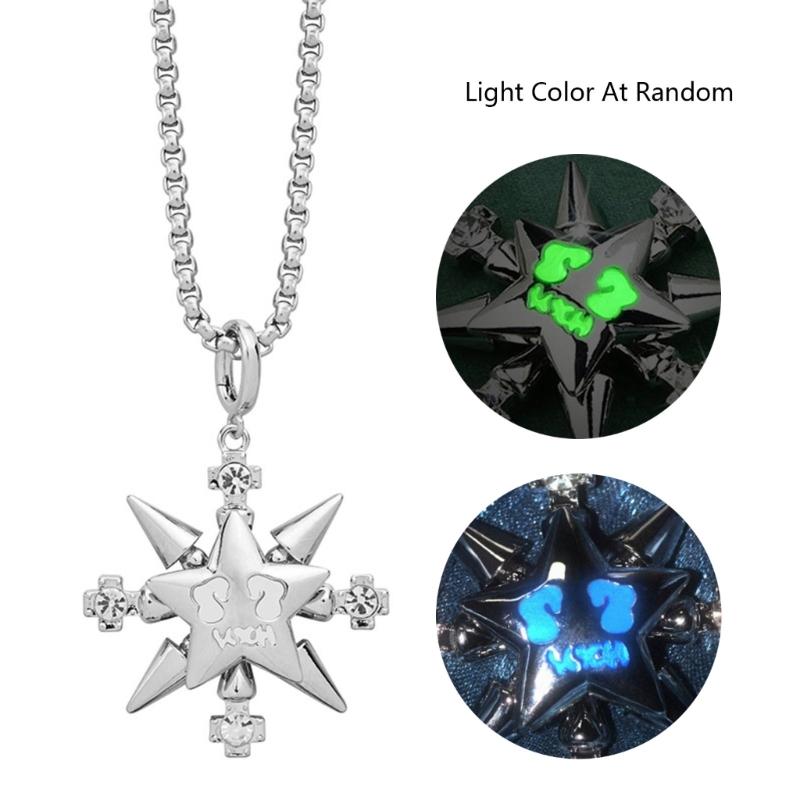 Exaggerated Lucky Star Compass Pendant Necklace Eye-Catching Hip Hop Clavicle Chain Necklace for Women Men Y2K Jewelry 1