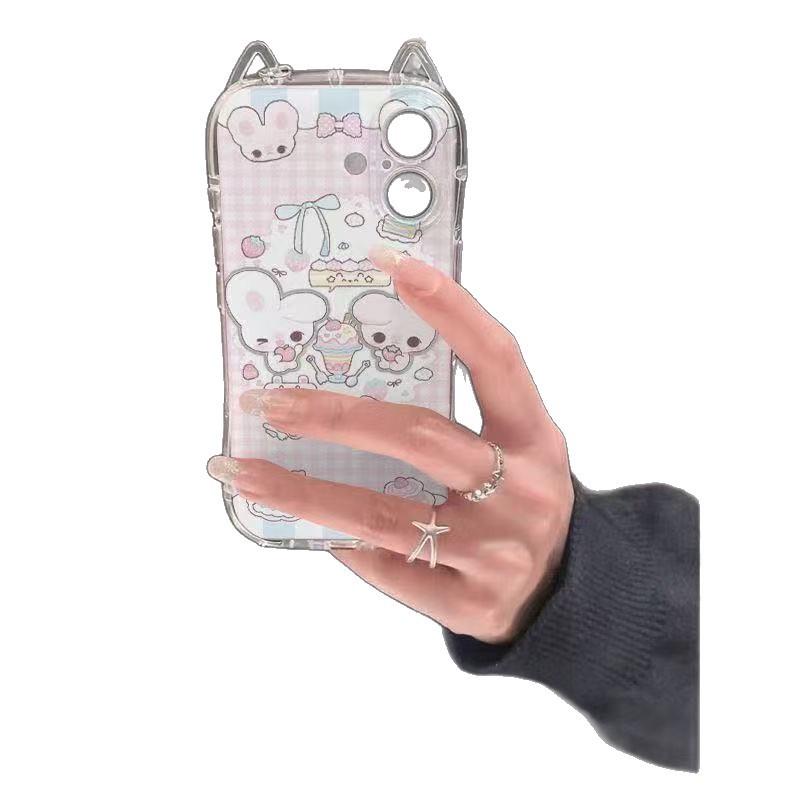 Cute Cat Ears Suitable for Apple 16promax Cartoon Mobile Phone Case Iphone15 Cartoon TPU Protective Case 14