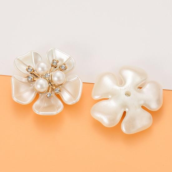 3 Stück Künstliche Perlenblumen-Dekorationen Strassblumen Schmuckzubehör Funkelnde Blumenakzente für DIY Bastelschmuck Brosche Haarschmuck