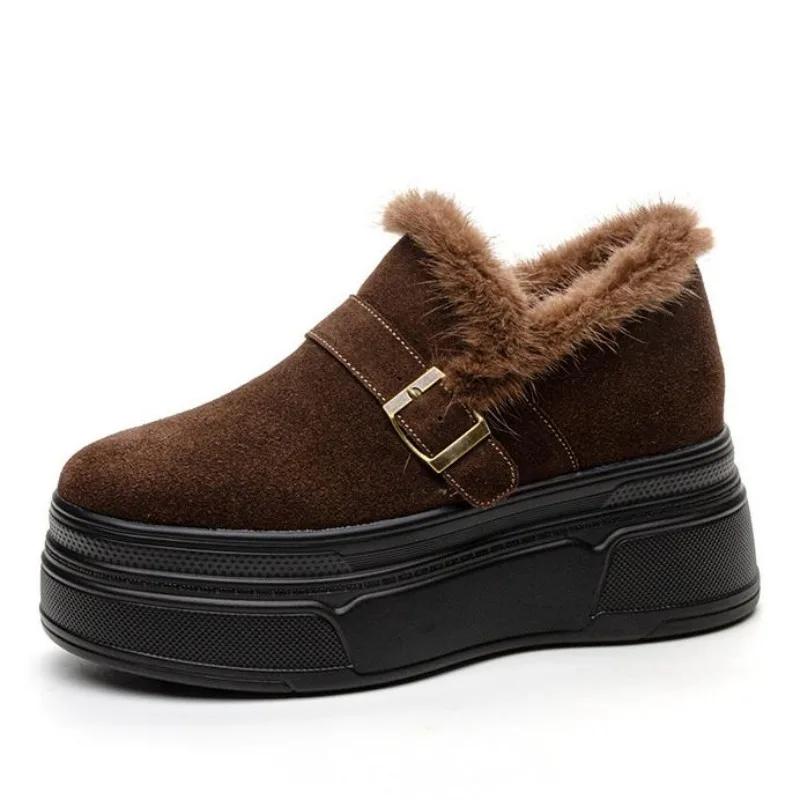 Fashion High Quality 8.5CM Suede Leather Platform Shoes Wedge Sneakers Autumn Sneakers Female Women Hidden Heel Increased Shoes Spring