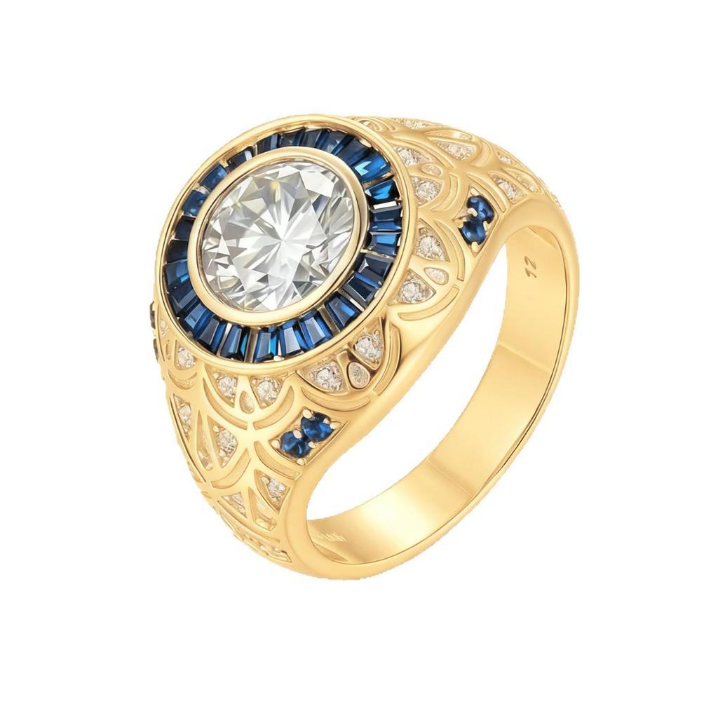 Men's Retro Hip Hop Moissanite Ring - S925 Sterling Silver, 3 Carat Trendy Fashion Jewelry