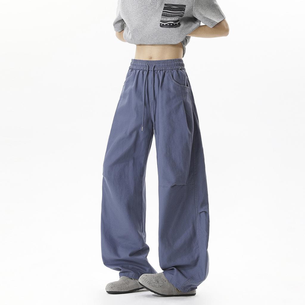 American retro scimitar pants pleated design sense men's and women's loose wide-leg pants cleanfit ruffian handsome floor pants trousers
