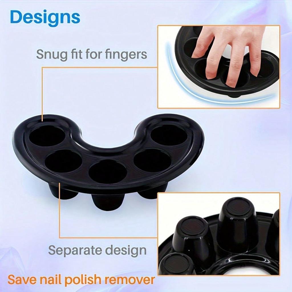 2pcs Nail Art Five Finger Soaking Bowl, Five Hole Separated Soaking Bowl, Softening Keratin Removal Tool, Professional Nail Care Tool