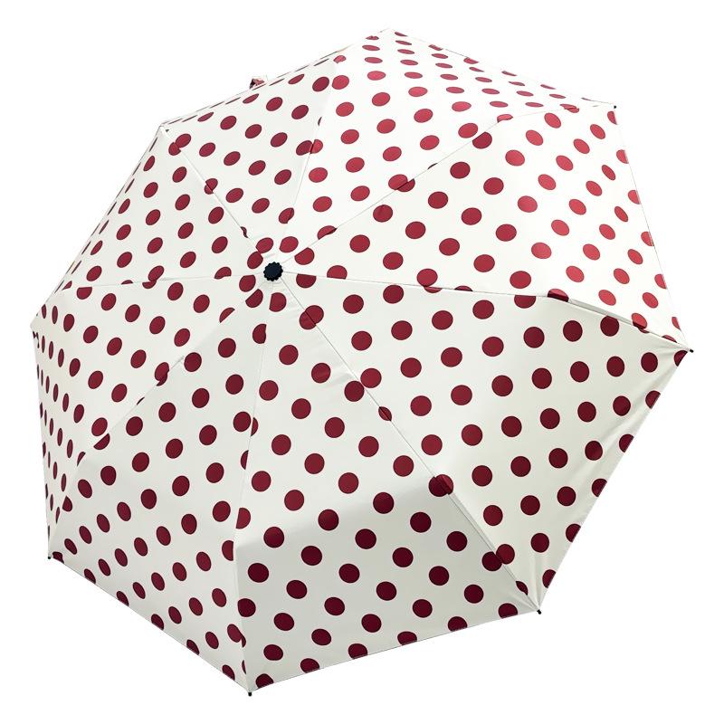 Retro Polka Dot Dual-Use Folding Umbrella: Windproof, Sturdy, Automatic Sunshade for Women