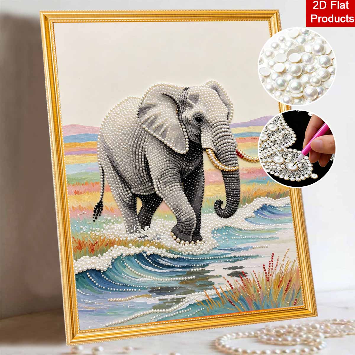 Animal Pearl Painting Elephant DIY Living Room Hanging Painting Art Ornament Decorative Painting Home Decoration 30x40