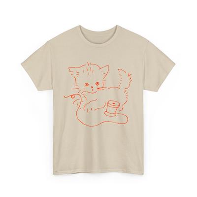 Vintage Grafik Kätzchen mit Schnur Reproduktion T-Shirt