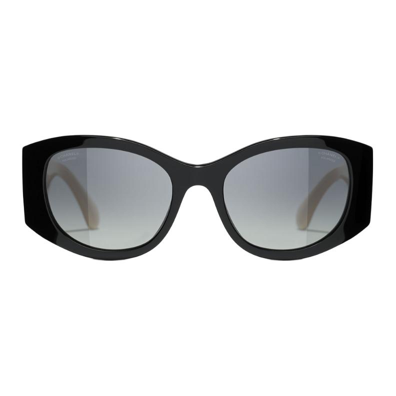 Chanel Logo Oval Sunglasses Unisex Sunglasses Black CH5524-C534/S8