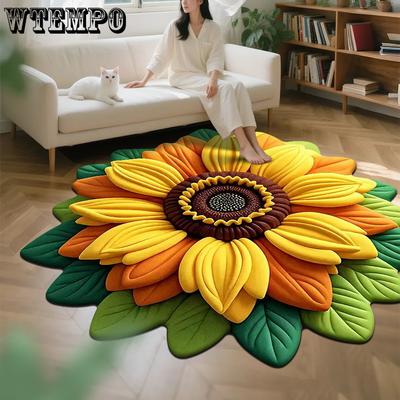 Wohnzimmer 3D Bodenmatte Blumenteppich Rund Home Pfingstrose Blütenblatt geformt Wohnzimmer Nachttischmatte