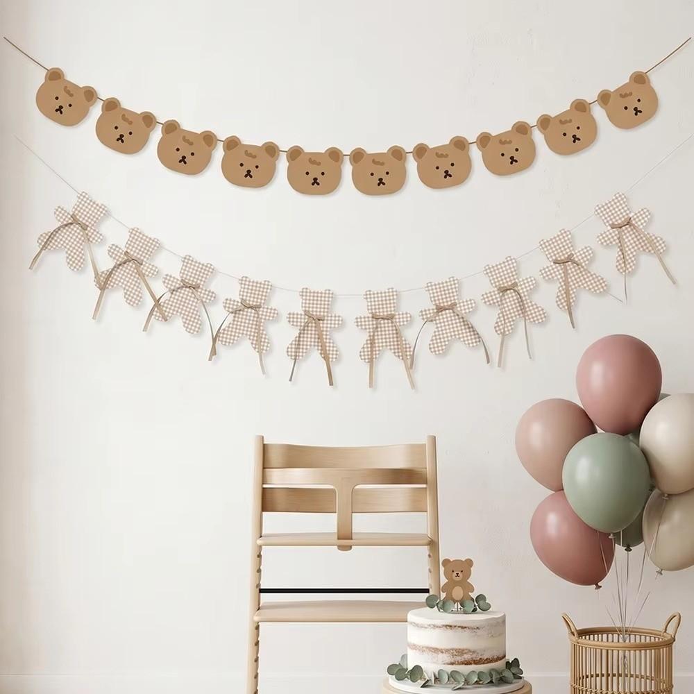 Retro Neutral Duschbanner Dekorationen Bär Boho Wanddekorationen Girlande Papier Geburtstagszubehör Wir Können Es Kaum Erwarten Party