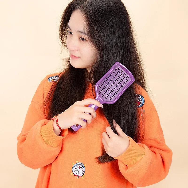 9-Rows Detangling Hair Brush Denman Detangler Hairbrush Scalp Massager Straight Curly Wet Removable DIY Hair Comb Brush