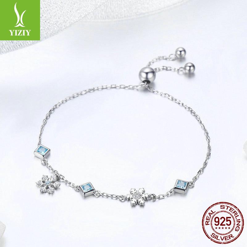 Yinziyun Snowflake Rhinestone S925 Silver Winter Bracelet - Christmas Jewelry