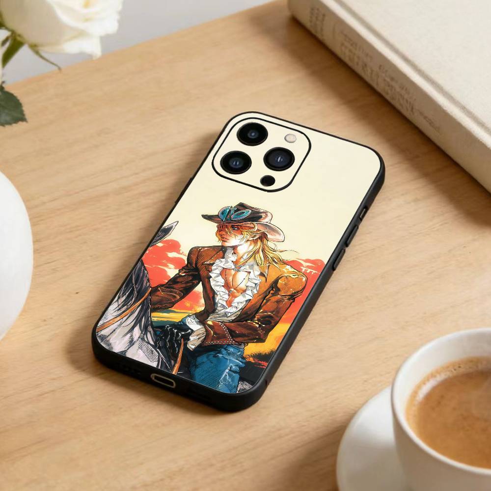 K-Anime Jojos Bizarres Adventures Phone Case For iPhone17,16,15,14,13,12 Plus,Max Soft Silicone Black Cover