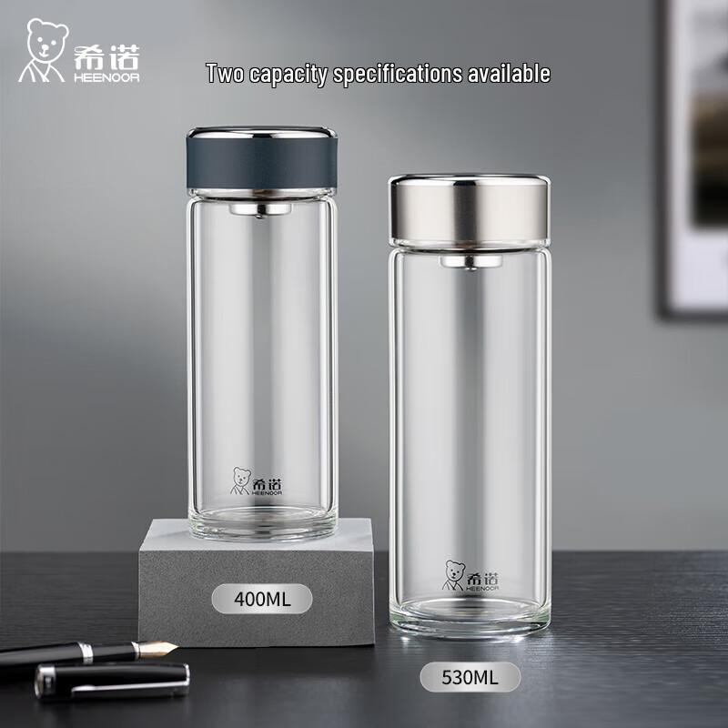 HEENOOR High Borosilicate Glass Tea Infuser Water Bottle