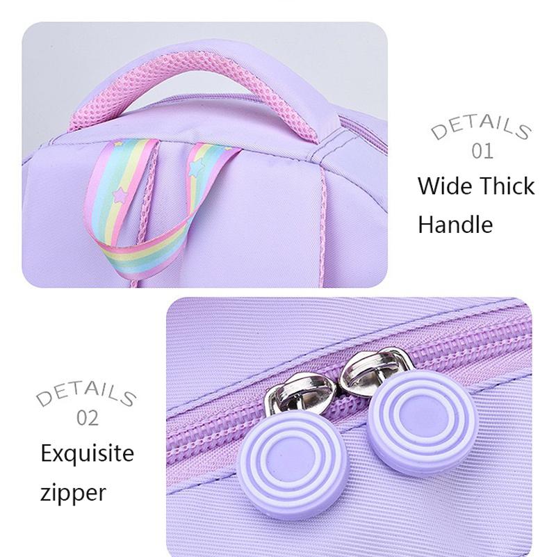 Kids Backpacks For Macaron Color Girls School Bookbag For Teenage Backpack Cute Multiple Pouch School Bag And Rainbow Pendant
