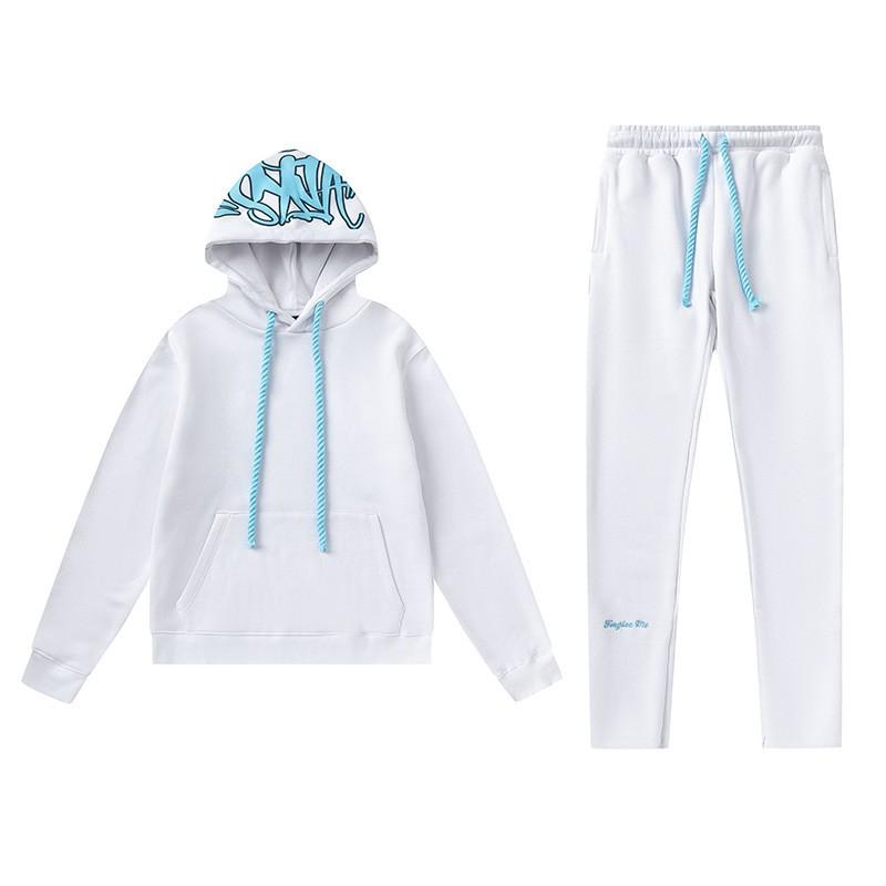 SynaWord Y2K Streetwear Oversized Hoodie Jogger Set Men Women Cotton Long Sleeve Casual Outfit