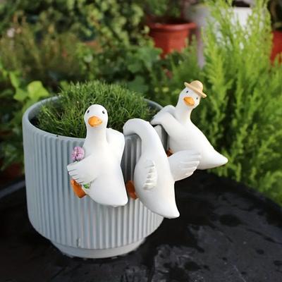 Entenanhänger Hängend Über Blumenskulptur Außenkübel Harz Innenfigur Bauernhaus Terrasse Balkon Dekoration