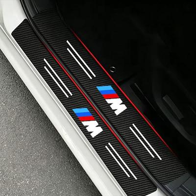 MZFK7 Car Carbon Fiber Door Sill Protector Sticker For M Power X1 E84 X3 F25 X5 E53 X6 E71 Ix3 I3 320i 330d M4 1 3 5 Series
