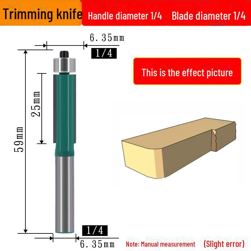 1/4" Bearing Woodworking Milling Cutter Set: Trimming, Engraving, V-Shaped, Straight, & Round Bottom Knives