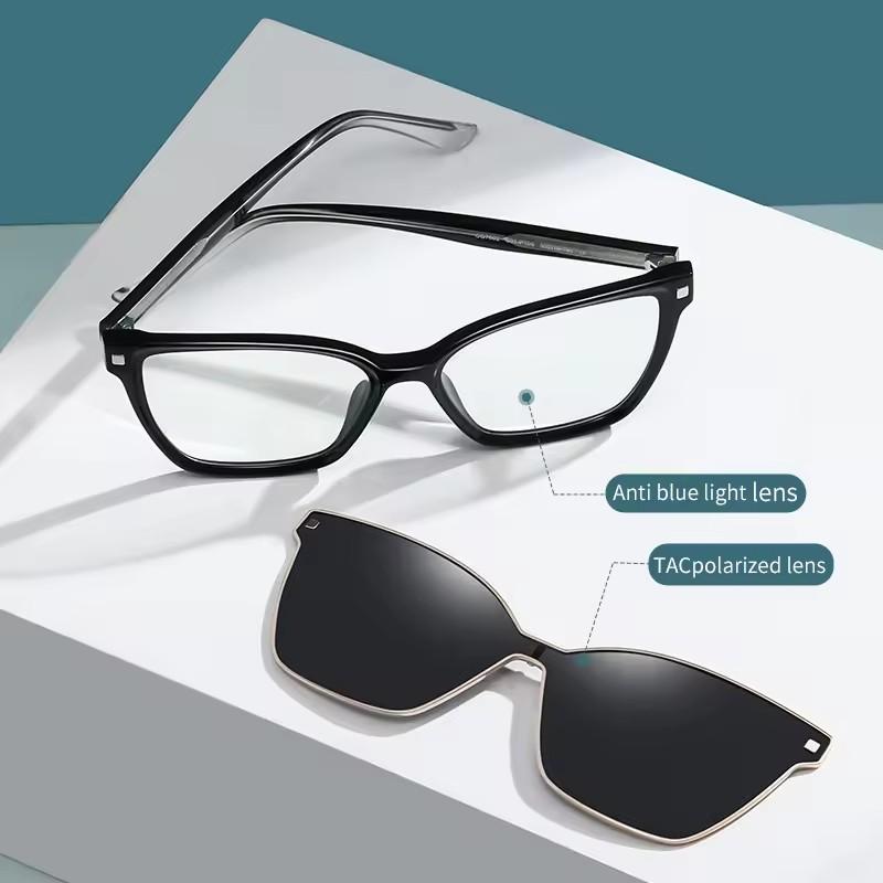 Classic square Polarized Magnetic Clip On Shade Sunglasses Reading Glasses Taojing-