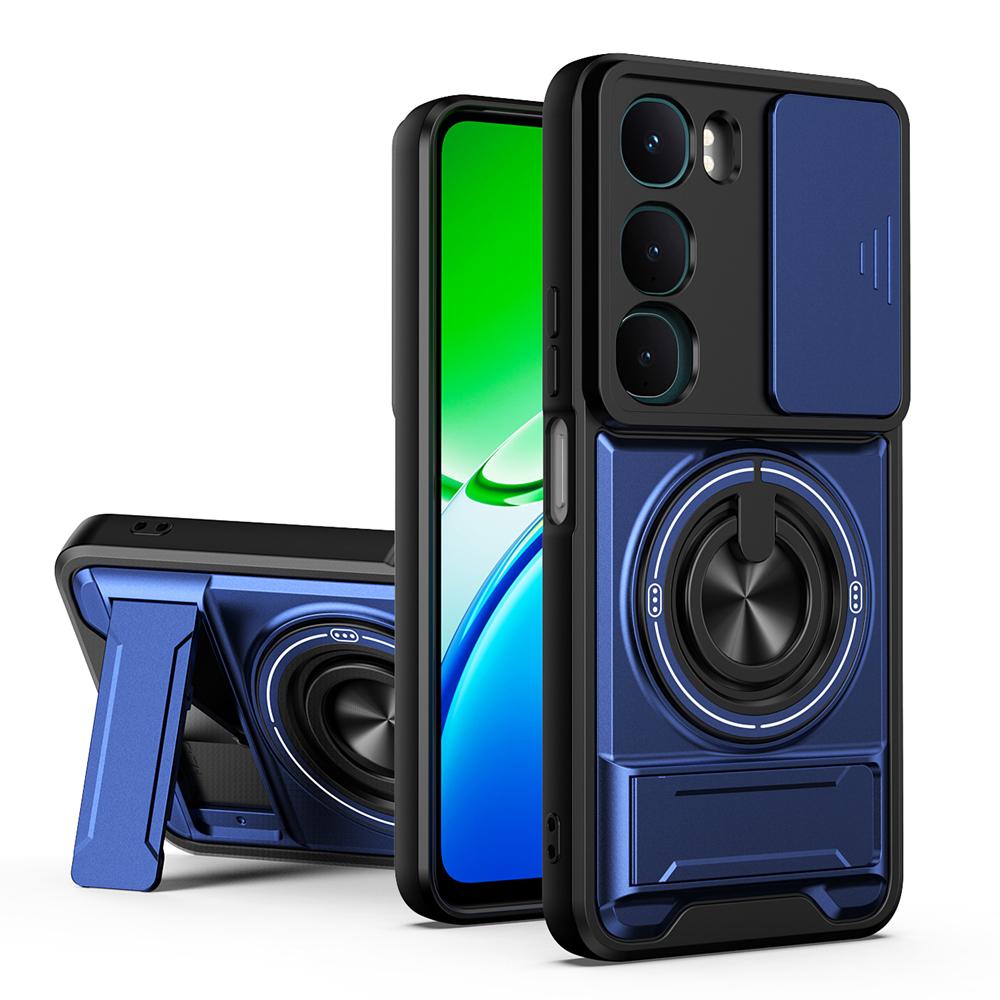 KEYSION Magnetic Phone Case for VIVO Y21d Y31 5G Y19S Pro Slide Camera Protection Upright Kickstand Ring Shockproof Back Cover
