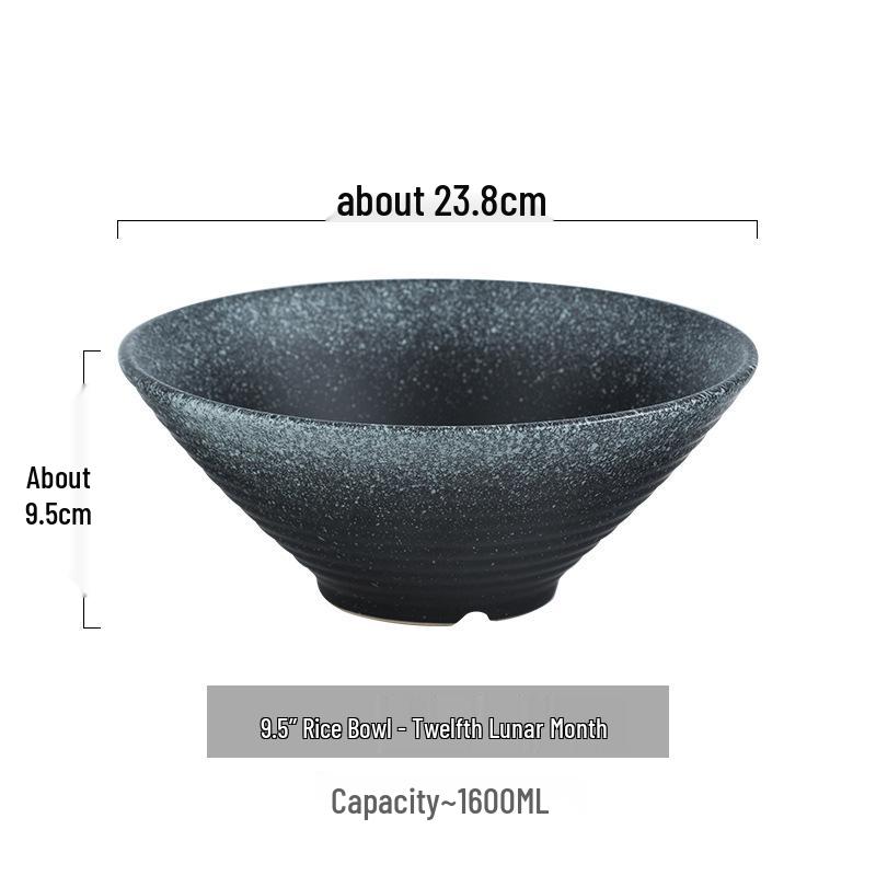 Japanese Ceramic Dòulì Ramen Bowl – Retro Coarse Pottery, High-End, Large Open-Mouth Trumpet Design, Ideal for Home Tableware