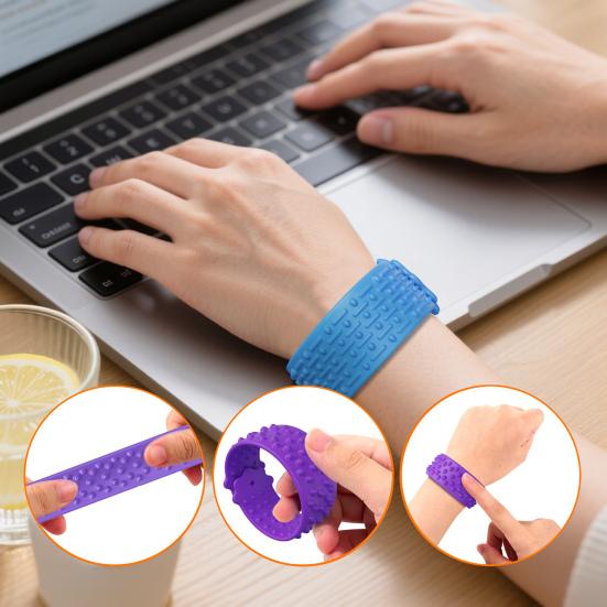 6Pcs Sensory Slap Bracelet Fidget Silicone Textured Bracelet Toy Anxiety Relief Focus Aid Decompression Toy Stocking