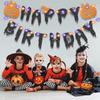 Hiboom Halloween Happy Birthday Banner with LED Lights - Light Up Glitter Pumpkin Bat Banner Decor with 8 Light Modes, Halloween Party Supplies for
