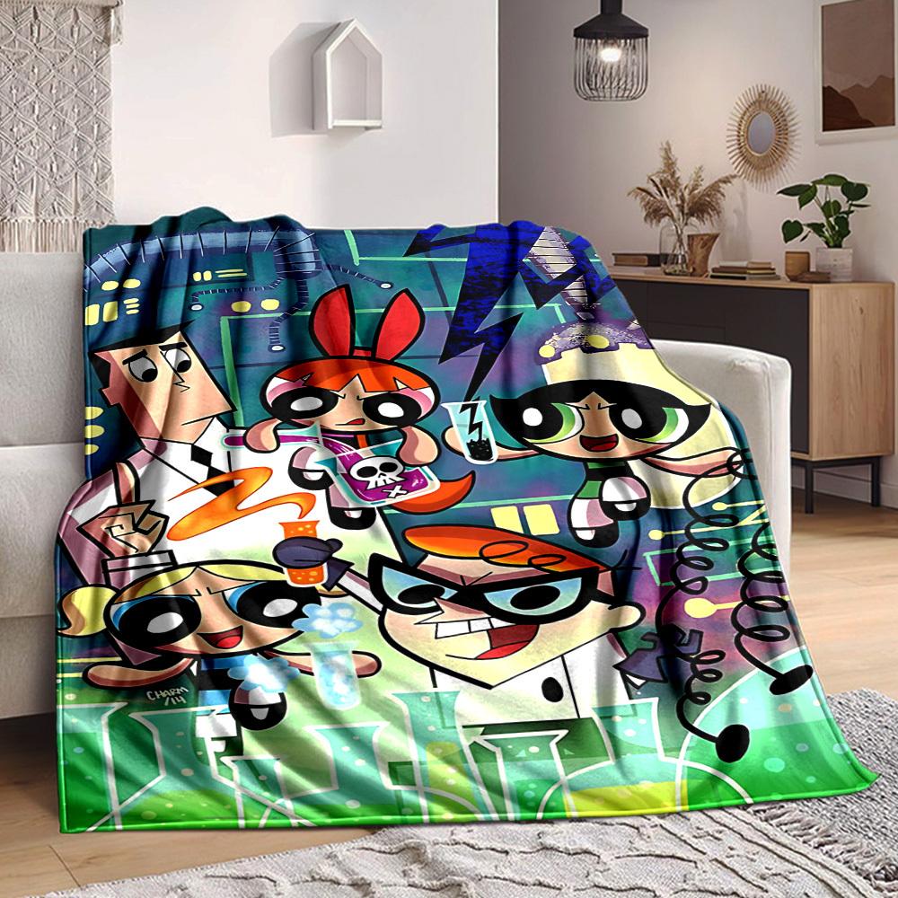 1 Stück Powerpuff Girls Flanell-Kuscheldecke HD-Druck Leicht Weich Warm Ganzjahresdecke für Sofa, Bett, Reisen, Camping Maschinenwaschbar