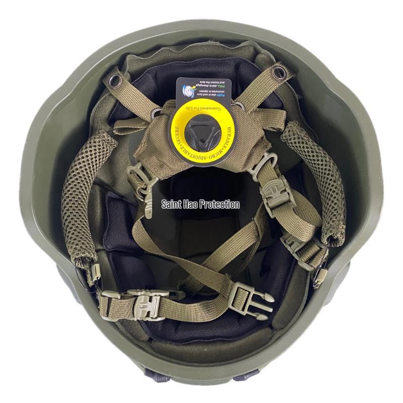 MICH Fiberglass Tactical Anti-Riot Helmet with Frosted Load-Bearing Design and Mickey 2000 Earmuffs. Fiberglass Wendy Suspension хаки