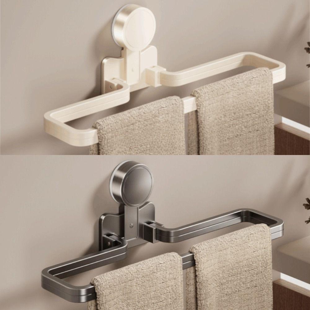 Detachable Suction Cup Towel Pole Nail Free Installation Wall Mounted Bathroom Towel Rack Towel Hanger Single-rod