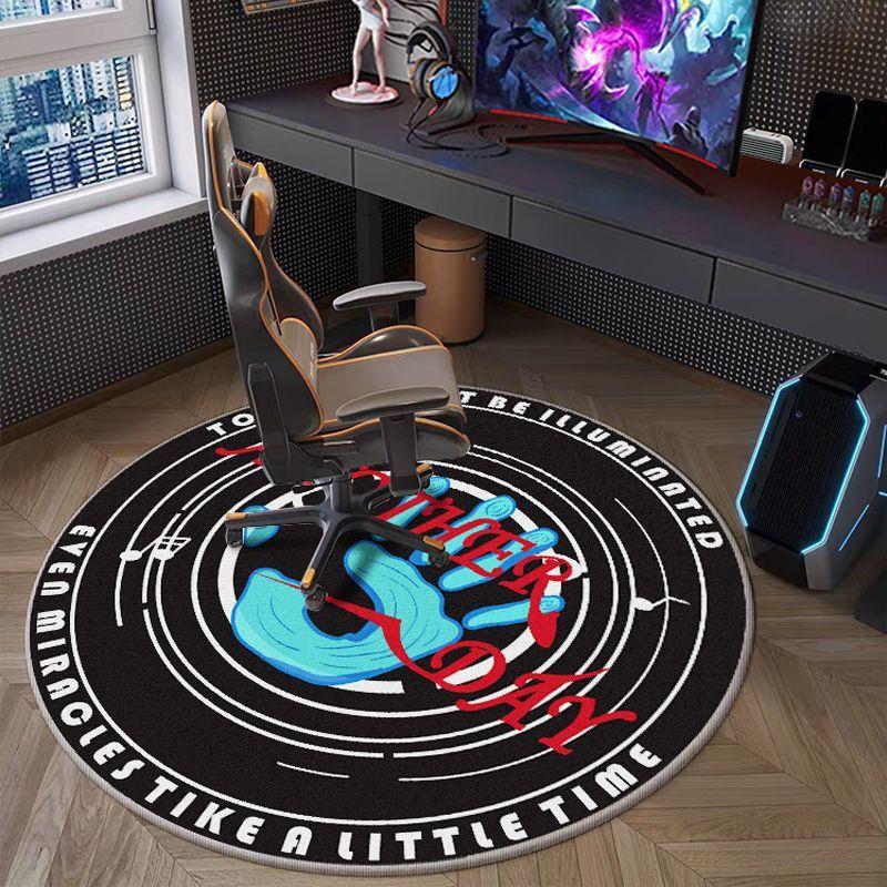 VIKAMA Schlingenteppich Gaming Stuhl Bodenmatte Rutschfest Schmutzabweisend Study Teppiche Rund Cooles Spielgriffmuster Schlafzimmerteppich Zuhause