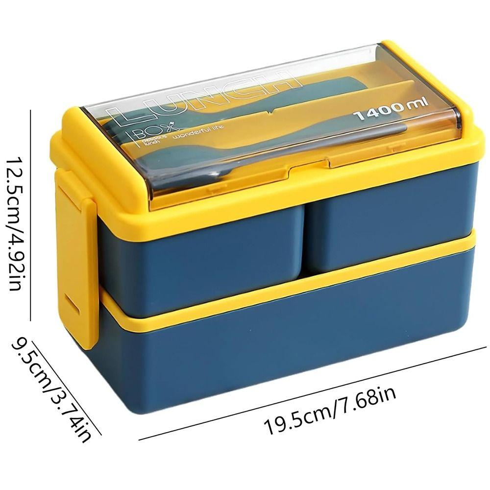 With Fork and Spoon Lunch Box Double Layer Food Storage Container Hot Dinnerware Set  Students