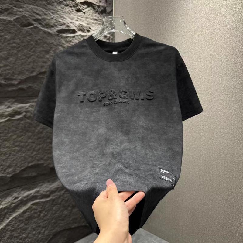 

Мужская футболка тай-дай с круглым вырезом и рукавом до локтя на каждый день - Универсальный и трендовый парный стиль XL чёрный