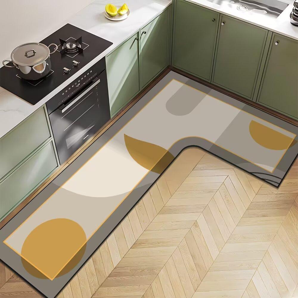 Nordic Light Luxury Diatom Mud Household L-shaped Kitchen Floor Mat Water Absorption  Anti-slip  Quick-drying and Easy-to-maintenance Floor Mat