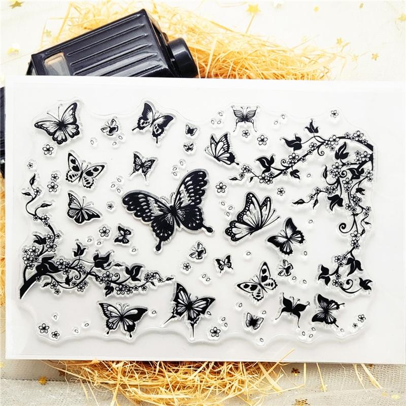 W-HELLO Butterfly Silicone Clear Seal Stamp DIY Scrapbooking Emboss Photo Album Paper silicone stamp set