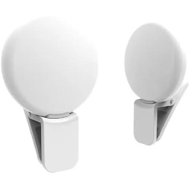 Clip-on LED Selfie Ring Light, Small Pocket-Size, 3 Brightness Levels, Rechargeable, Phone Camera Light, (White)