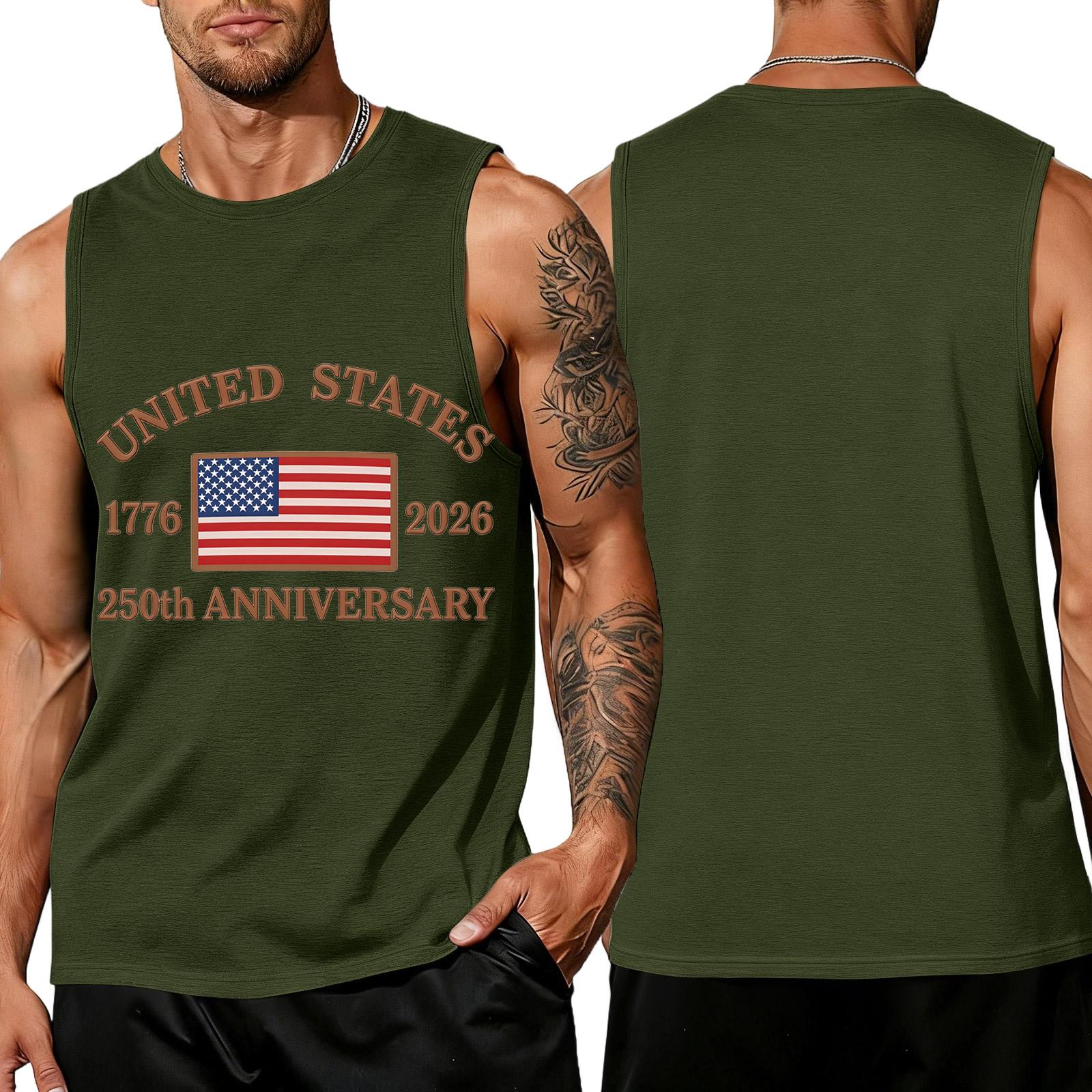 

Independence Day Flag Printed Sleeveless Shirt, Men s Loose Casual Daily Summer Tank Top L